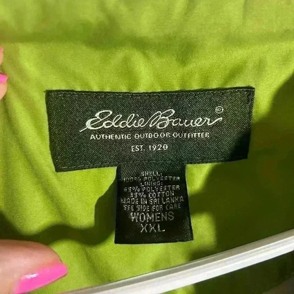 Eddie Bauer Green Rain Jacket; Women’s XXL. Zipper pockets, cinch waist and hood - Picture 9 of 9